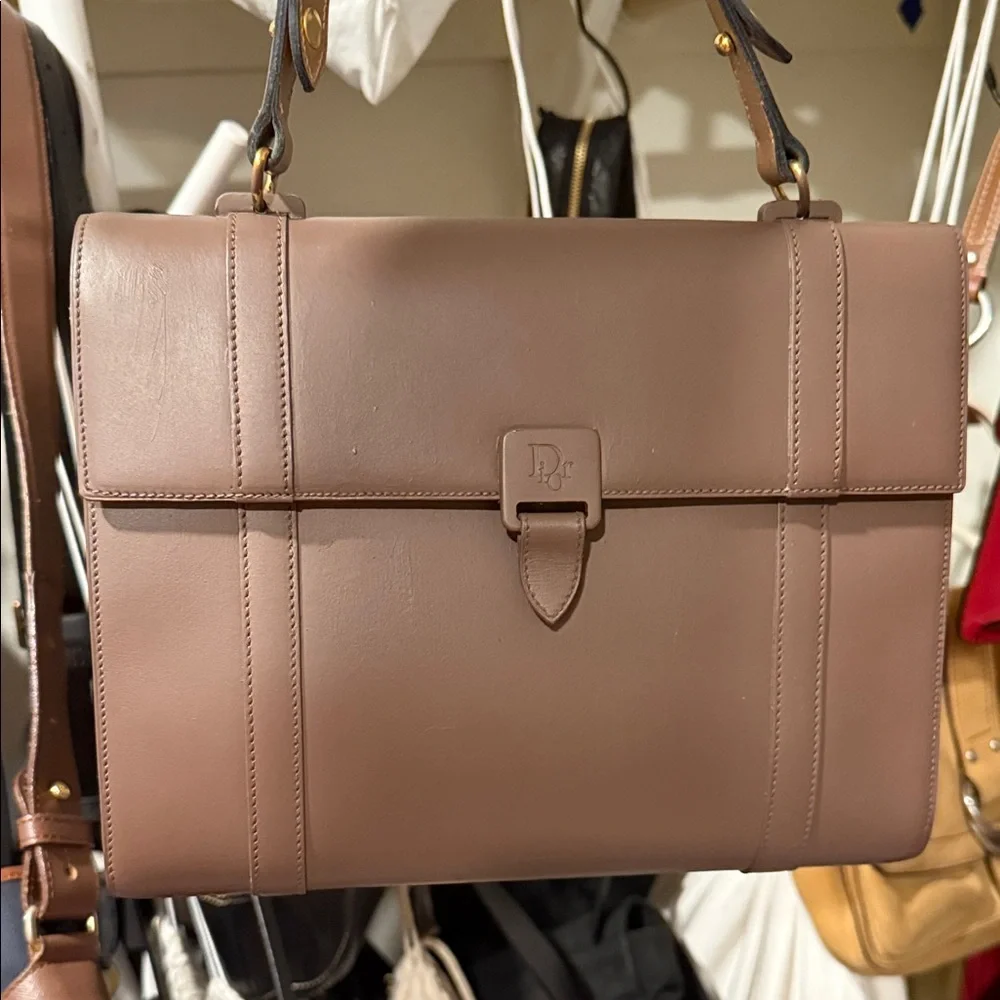 Dior Chocolate Brown Leather Briefcase